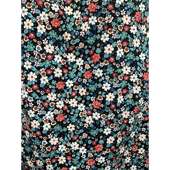 Lands End Womens Floral Long Tankini Top 8 Black Built In Bra Modest Cottagecore - Picture 2 of 6